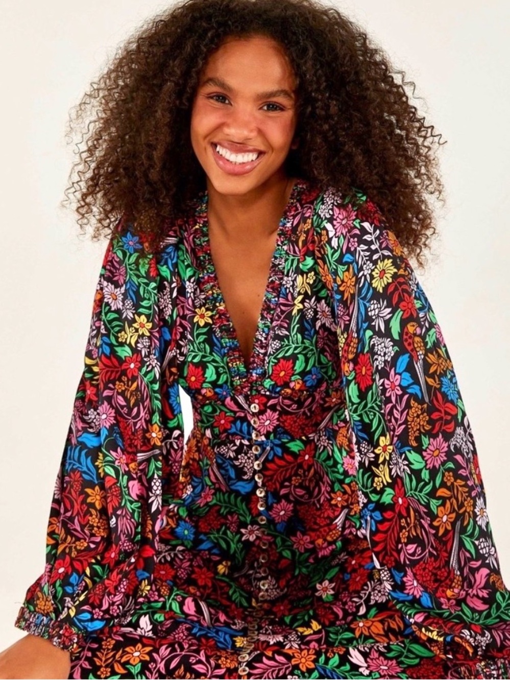 FARM Rio Tropical Garden Floral Midi Dress size M Medium EUC